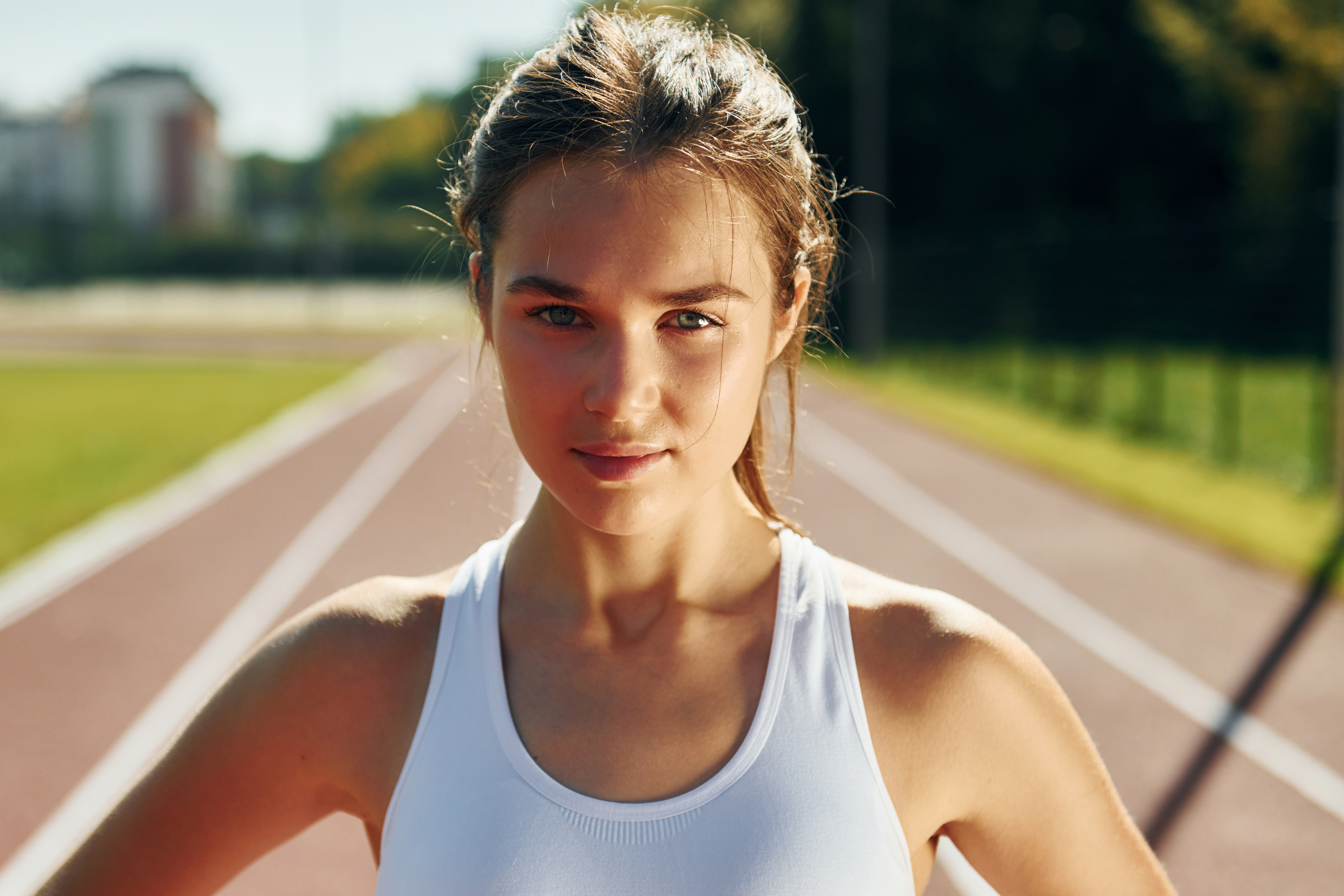 Athlete preparing to step onto the field